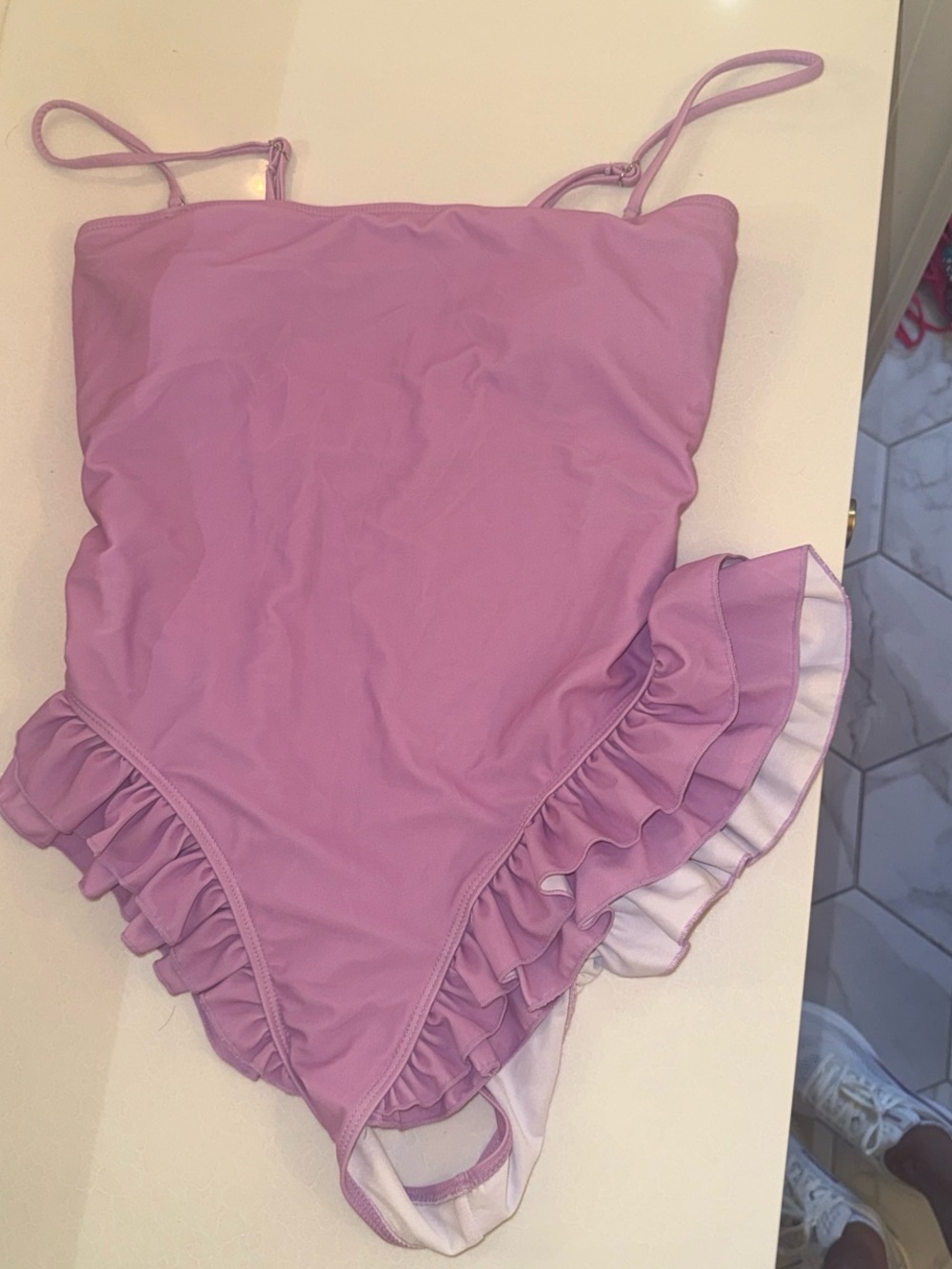 Cupshe Lavender Ruffle One-Piece Swimsuit